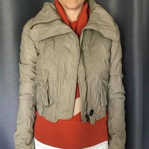 Faux Leather High Neck Jacket